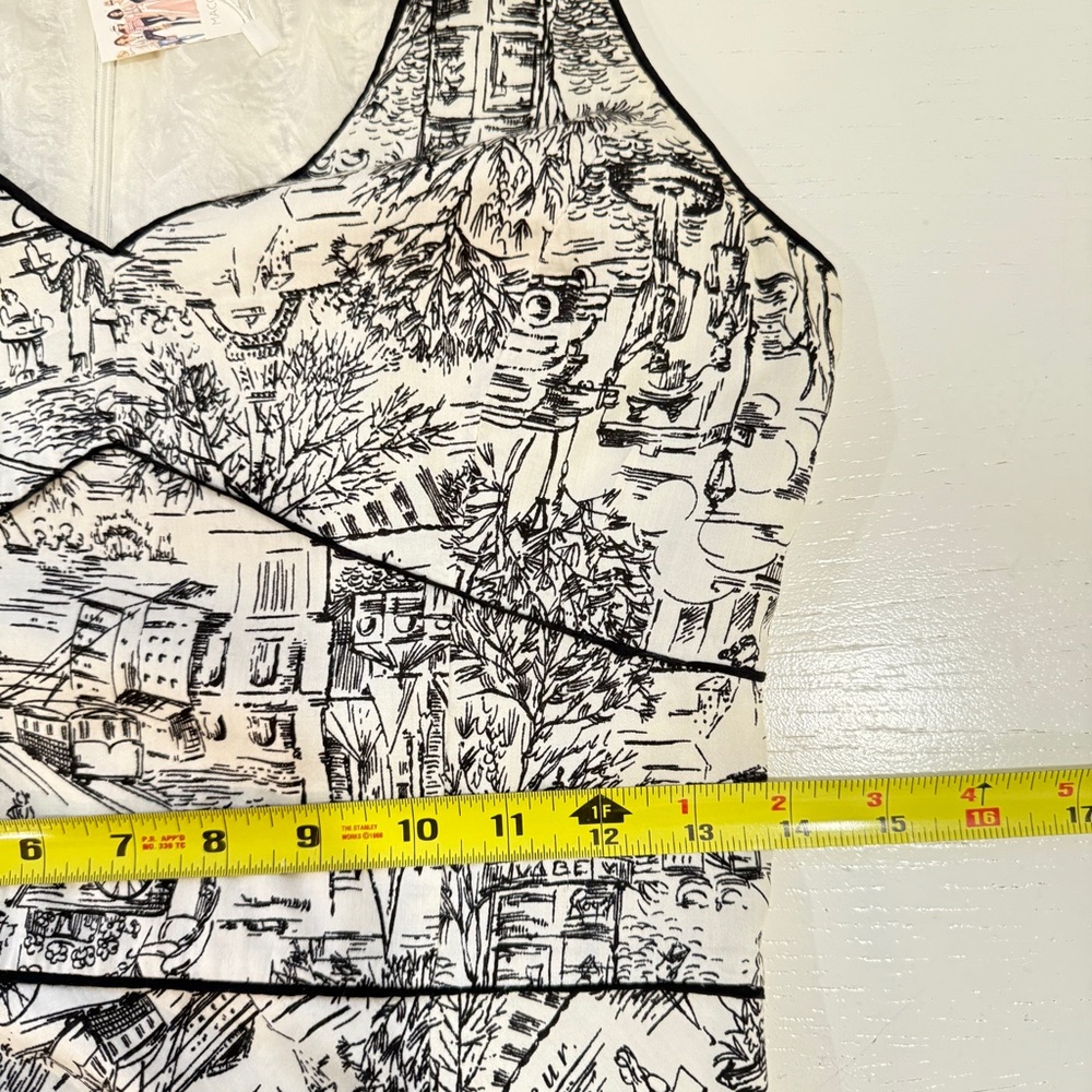 Ann Taylor LOFT Paris Cafe Print French Size 4 A Line Novelty Toile De Jouy - Picture 9 of 15